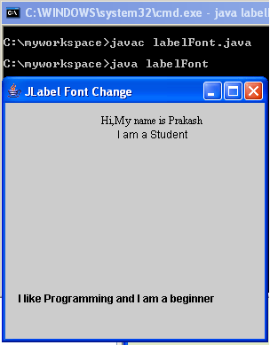 JLabel font change java