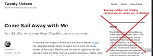 twenty sixteen theme single post sidebar remove