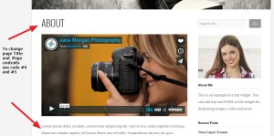 Photographer By Organic Themes page title and content Modifications