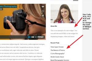 Photographer By Organic Themes Widget section Modifications