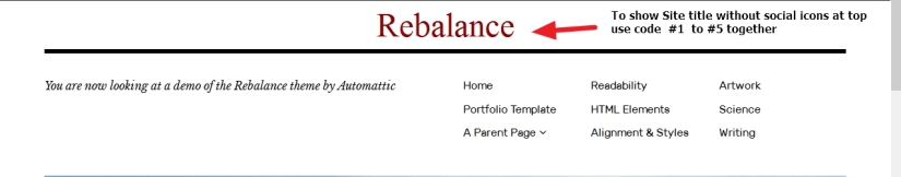 the Rebalance Theme by Automattic site title modification
