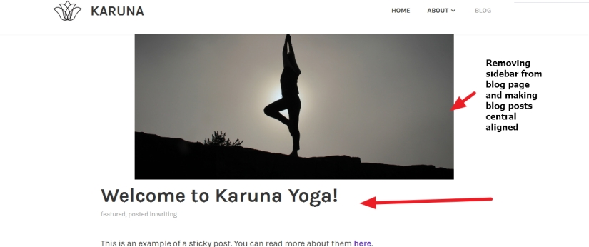 karuna theme blog page sidebar remove