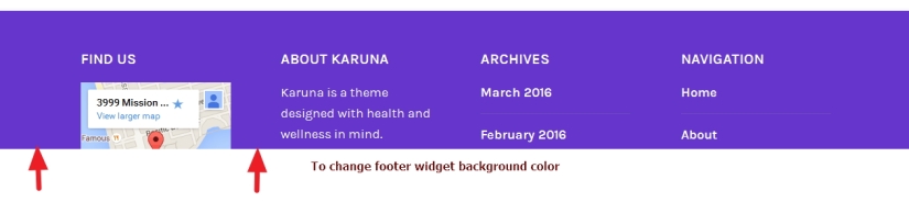 theme karuna footer widget background color modification