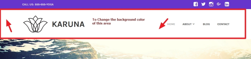 theme karuna header background color modification