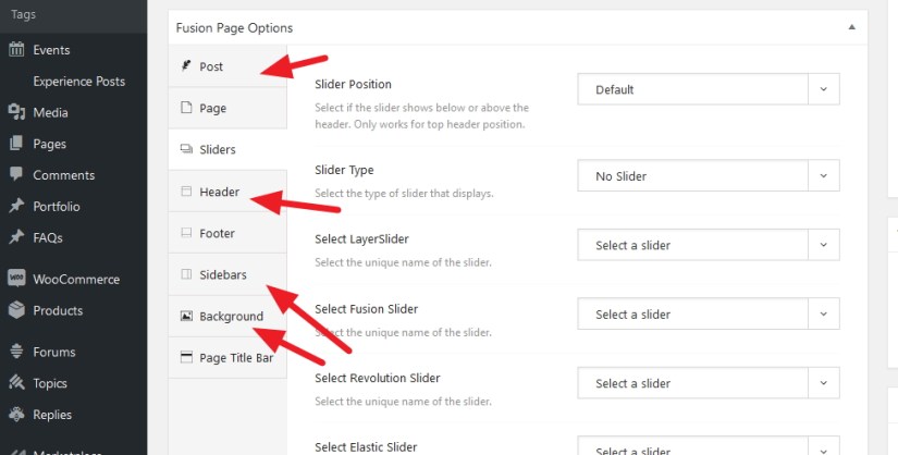 avada post and page configuration and styling