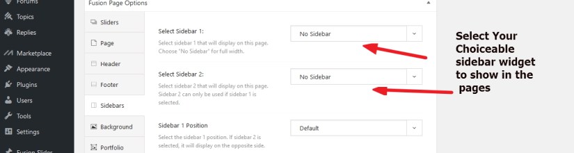 Avada different sidebar in different page