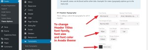 avada theme header titles font style change