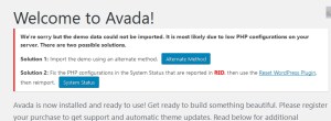 demo data installation memory error in avada