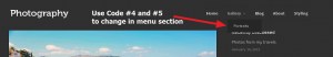 theme photographer top menu style change