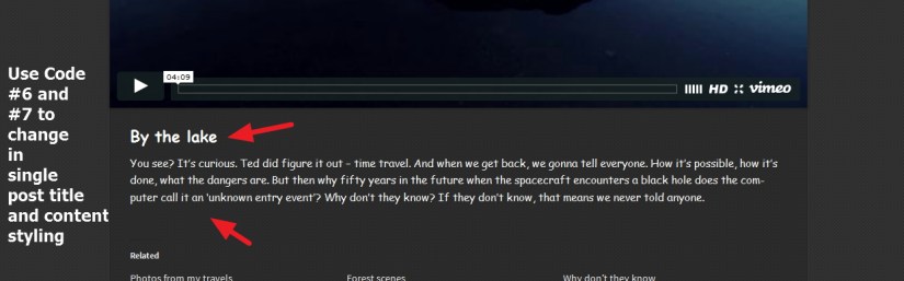 Theme Photography single post styling