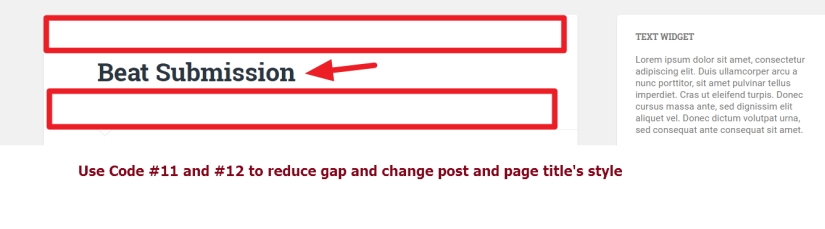 Post and page title modification and gap reduce