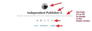 Independent publisher 2 header social icons, site title,menu modification