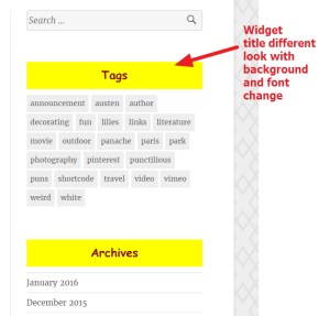 widget title font color background modifications