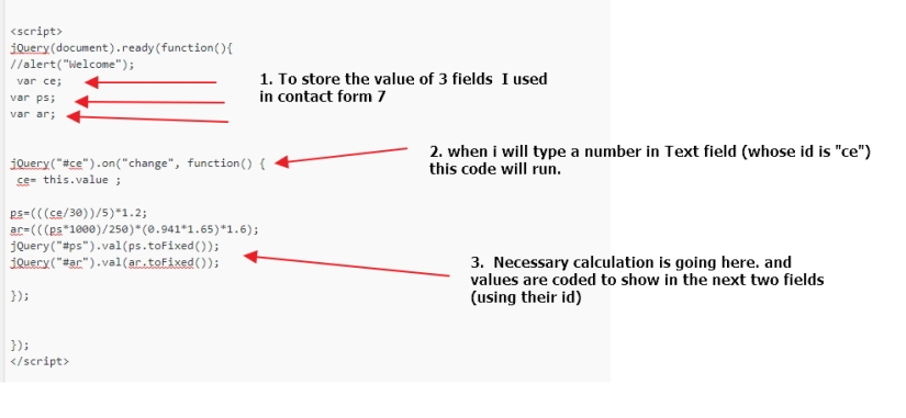 Calculation and value show in contact form 7 field