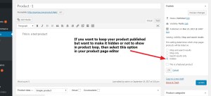 product not to show in loop but remain published wordpress woocommerce