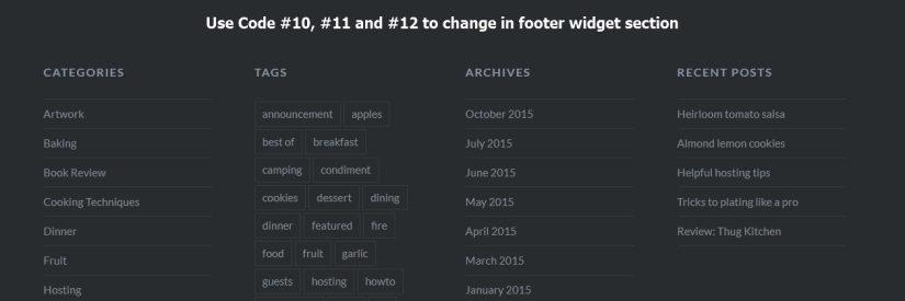 dyad theme footer widget section modification
