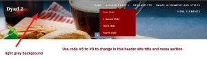 dyad2 by Automattic header menu site title modifications