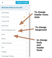 small business theme background font menu style change