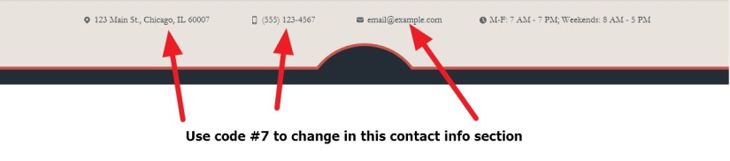 small business theme top contact info styling