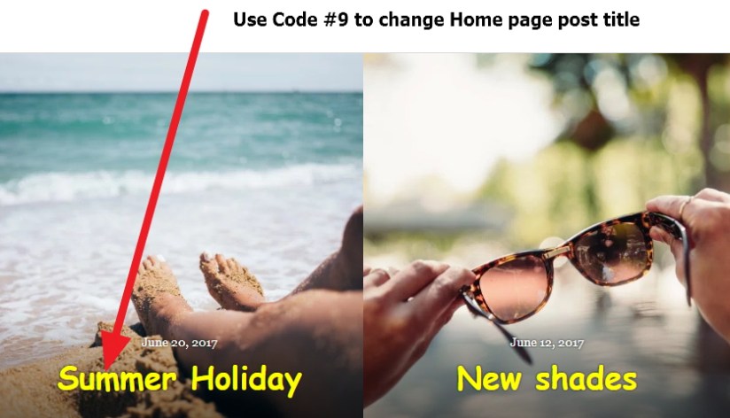 home page post title font color font size and font family change