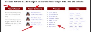 Maxwell By ThemeZee sidebar and footer widget title links and content style change