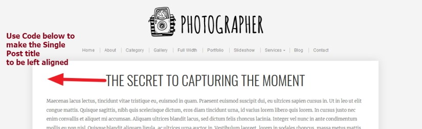 single post title to be left aligned