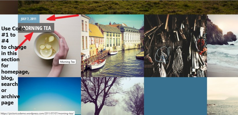 pictorico by automattic grid title time background and color modifications