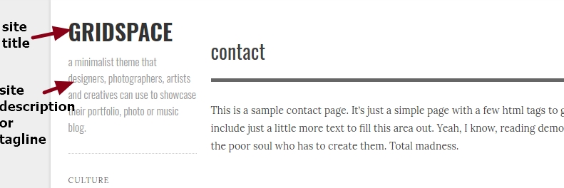 Gridspace By Graph Paper Press site title or site description modification