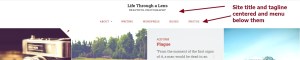 Lens By Pro Theme Design Site title and tagline centered and menu below them