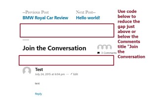 twenty nineteen theme by the wordpress team reduce gap just above or below the comments title Join the conversation