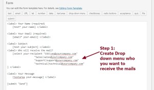 contact form 7 code to send mails based on drop down person or department selection