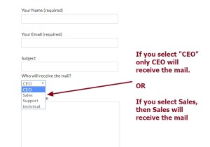 contact form 7 send mails based on drop down person or department selection