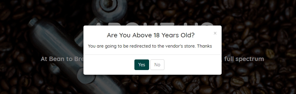 PopUp Modal Confirmation Yes No and Redirection