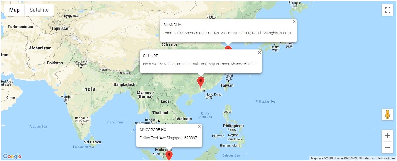 Map With Different location pins and mouse activity disabled – All ...