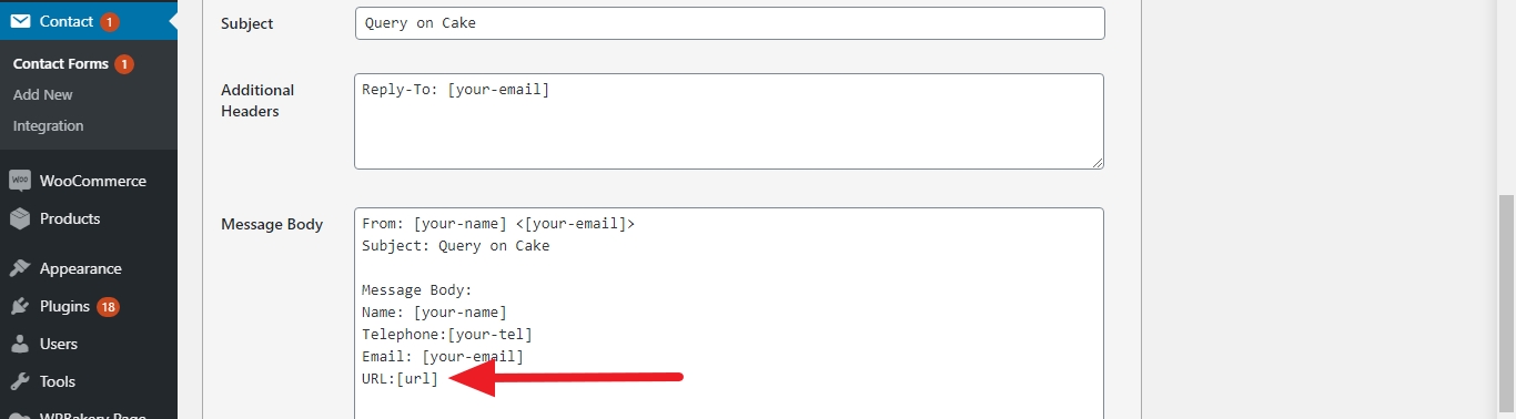 contact form 7 hidden field page title