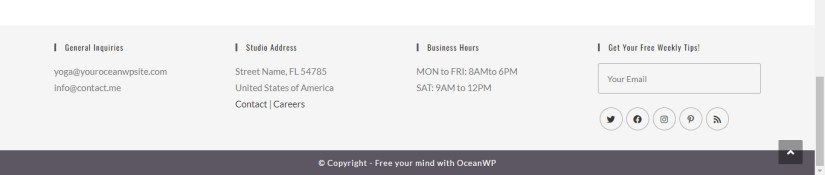 Yoga based wordpress theme widget section modification