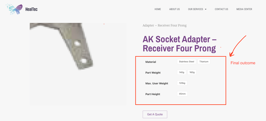 product variation in. elementor widget