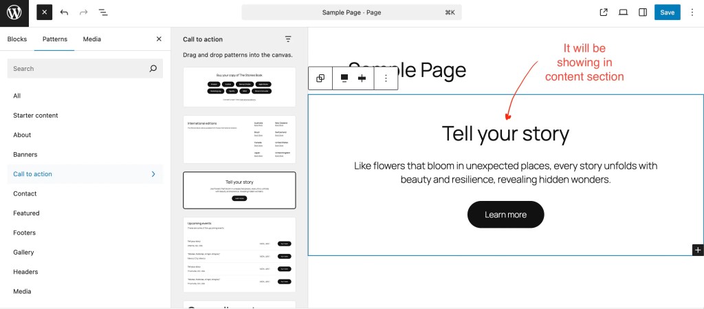 Call to action button wordpress gutenberg editor step 4