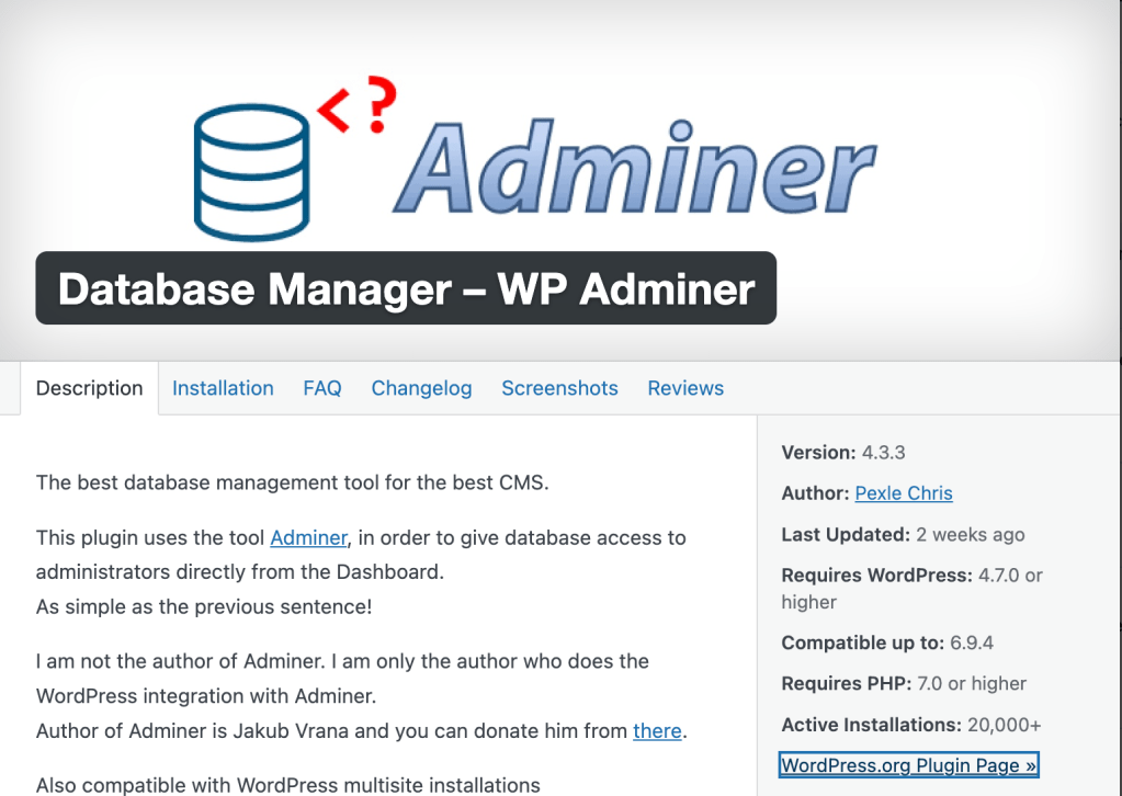 Edit wordpress database table from dashboard