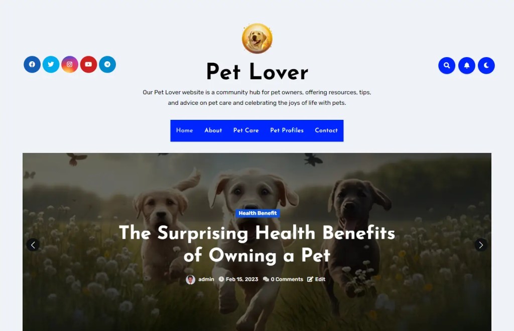 Pet ( cat & dog) lovers wordpress free site